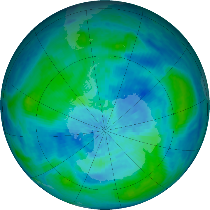 Antarctic ozone map for 14 March 2003